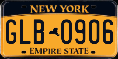 NY license plate GLB0906