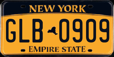 NY license plate GLB0909