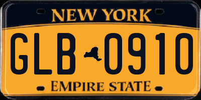 NY license plate GLB0910