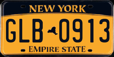 NY license plate GLB0913