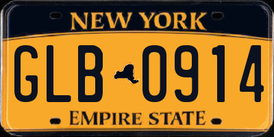 NY license plate GLB0914
