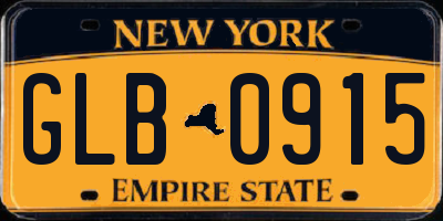 NY license plate GLB0915