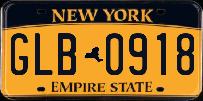 NY license plate GLB0918