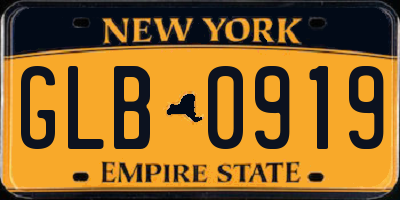 NY license plate GLB0919