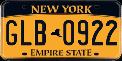 NY license plate GLB0922