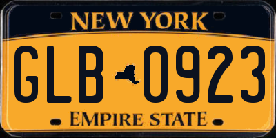 NY license plate GLB0923