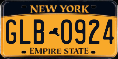 NY license plate GLB0924