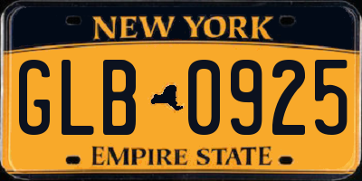 NY license plate GLB0925