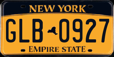 NY license plate GLB0927