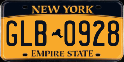 NY license plate GLB0928