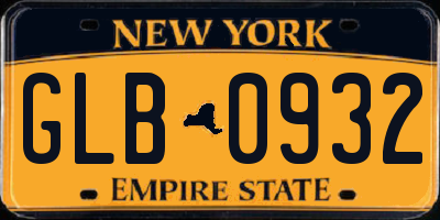 NY license plate GLB0932