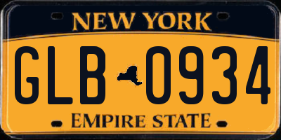 NY license plate GLB0934