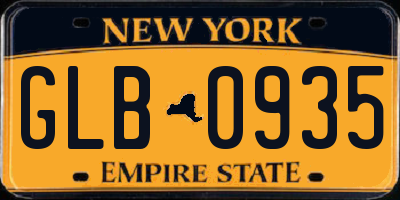NY license plate GLB0935