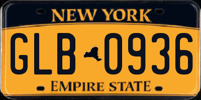 NY license plate GLB0936