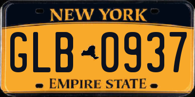 NY license plate GLB0937
