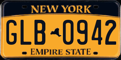 NY license plate GLB0942