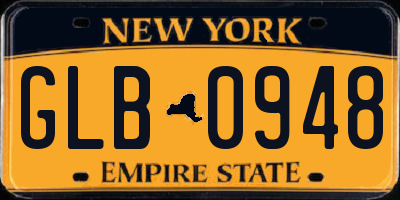 NY license plate GLB0948