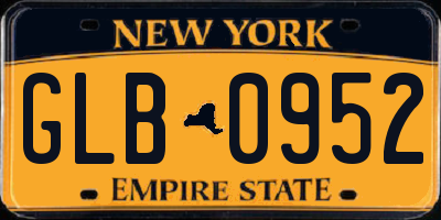 NY license plate GLB0952
