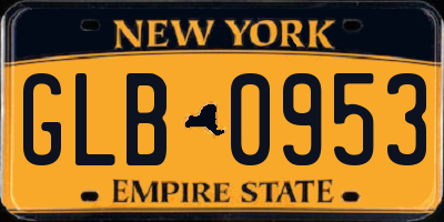 NY license plate GLB0953