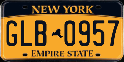 NY license plate GLB0957