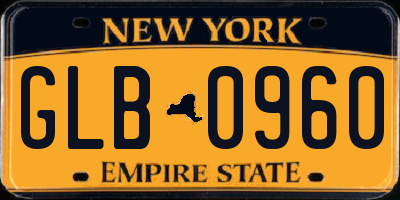 NY license plate GLB0960