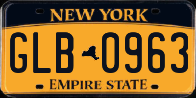 NY license plate GLB0963