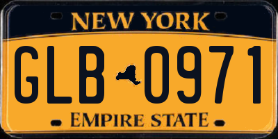NY license plate GLB0971