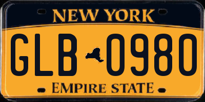 NY license plate GLB0980