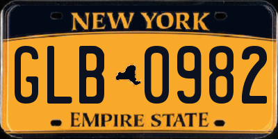 NY license plate GLB0982