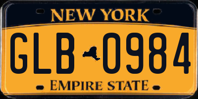 NY license plate GLB0984