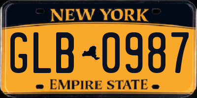 NY license plate GLB0987