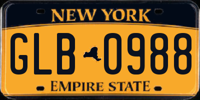NY license plate GLB0988