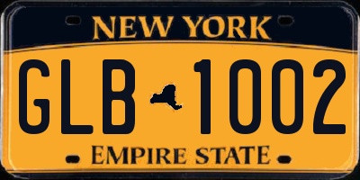 NY license plate GLB1002