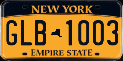 NY license plate GLB1003