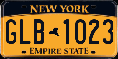 NY license plate GLB1023