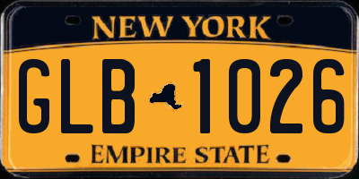 NY license plate GLB1026