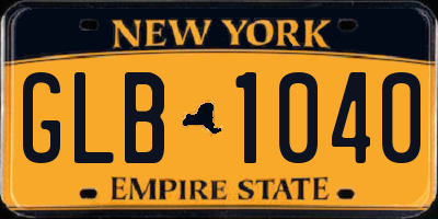NY license plate GLB1040