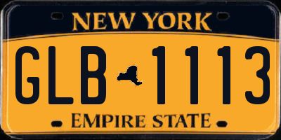 NY license plate GLB1113