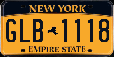 NY license plate GLB1118