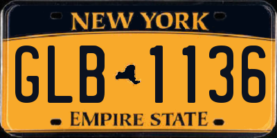 NY license plate GLB1136