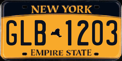 NY license plate GLB1203