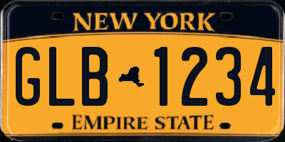 NY license plate GLB1234