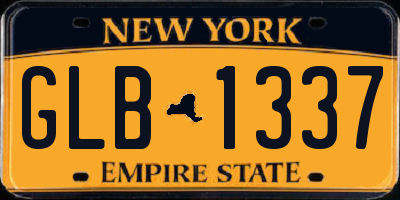 NY license plate GLB1337