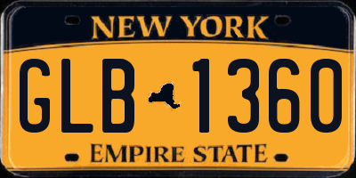 NY license plate GLB1360
