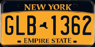 NY license plate GLB1362