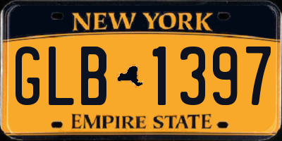 NY license plate GLB1397