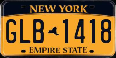 NY license plate GLB1418