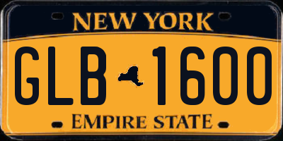 NY license plate GLB1600