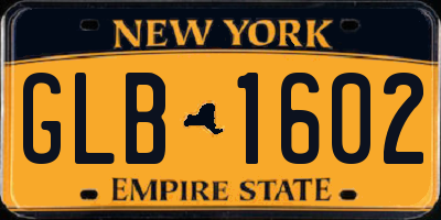 NY license plate GLB1602