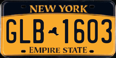NY license plate GLB1603